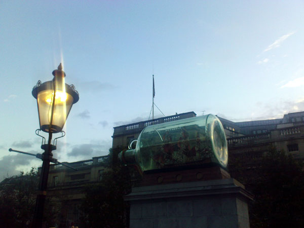 Ship in a bottle, Trafalgar Square, London